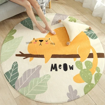 

[MUZE]Luxury super long lambskin round living room decor carpet bedroom children's room cat lion animal rug prop floor mats