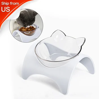 

Non-Slip Double Pet Bowl With Raised Stand Dog Bowls Pet Feeder Cat Food Bowl Cat Feeding Protect Pet's Neck