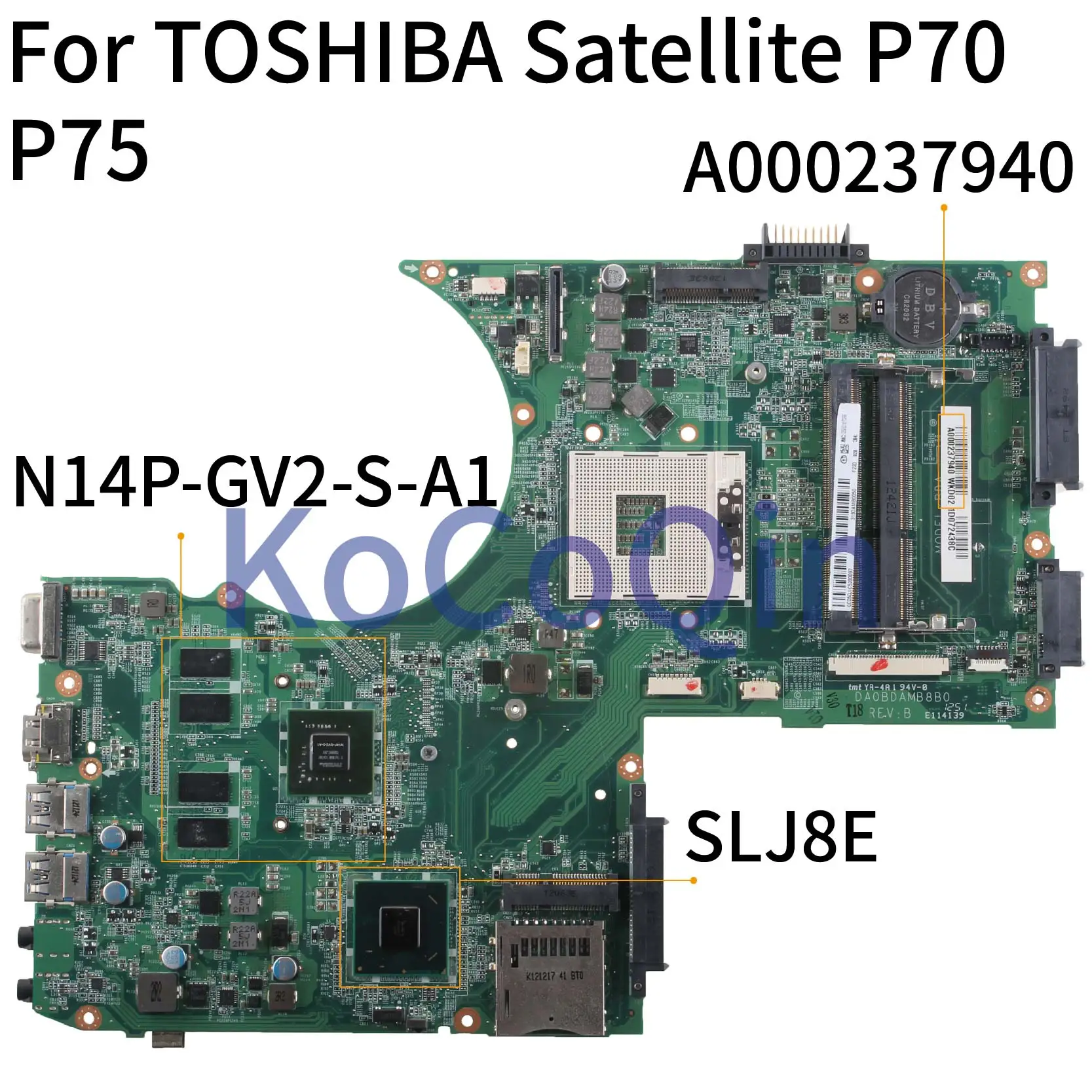 Материнская плата KoCoQin для ноутбука TOSHIBA Satellite P70 P75 материнская A000237940 DA0BDAMB8D0
