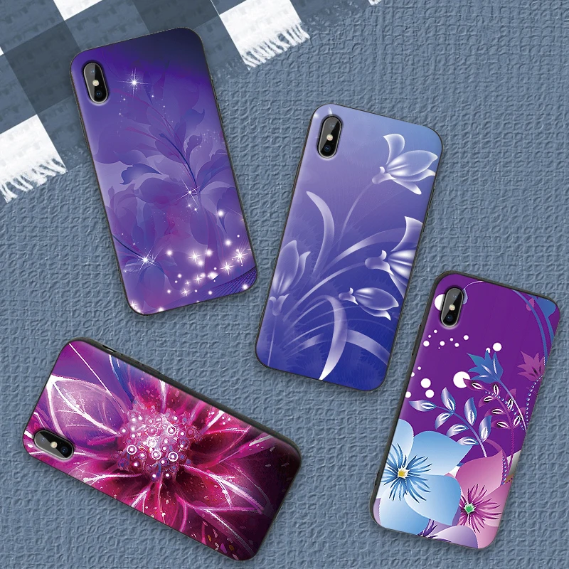 Для iPhone 6 6s 7 8 Plus X XR XS Max 5 5S SE чехол для телефона Фиолетовый Модный розовый узор