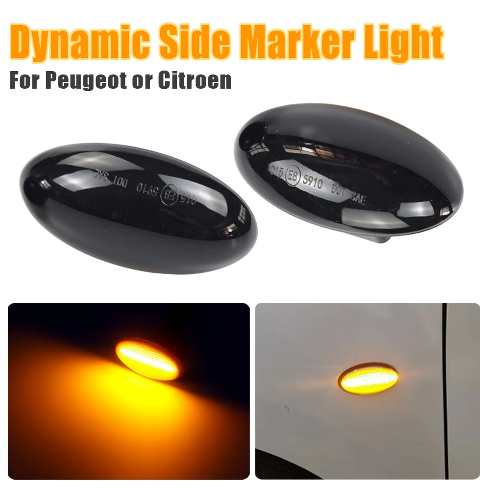 

2pcs Led Dynamic Turn Signal Side Marker Light Sequential Blinker Lamp For Peugeot 307 206 407 107 607 1007 Partner Expert