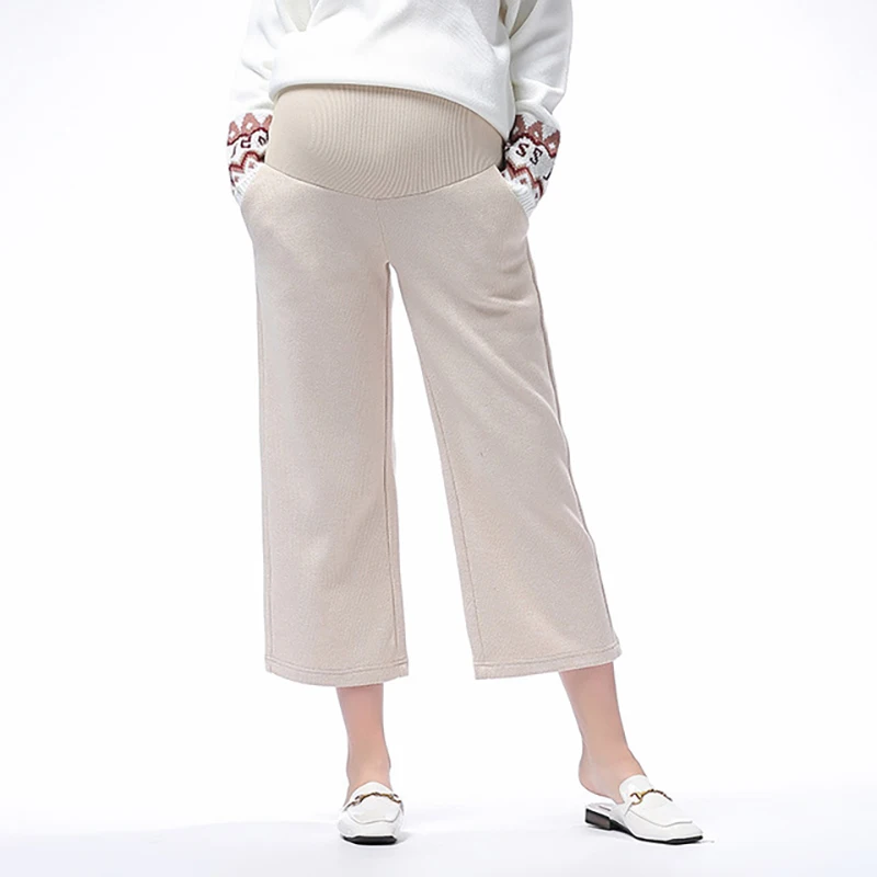

High Waist Stretch Loose Pregnant Pants For Pregnant Women Comfortable Casual Adjustable Abdomen Belt Pregnancy Nine Pants