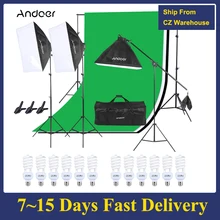 Andoer Professional Photography Kit Lighting Equipment Softbox Bulb Soft Light Carrying Bag Backdrops Photo Studio Kits