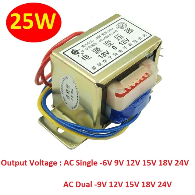 AC to AC Power Transformer, 220V 50Hz Input AC 24V Output 2W Rated EI  Single Phase Transformer for Lighting Power Supplies, Audio Equipment (24V)