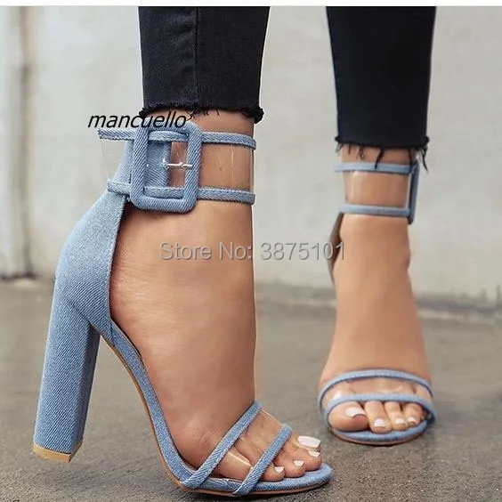 denim open toe heels