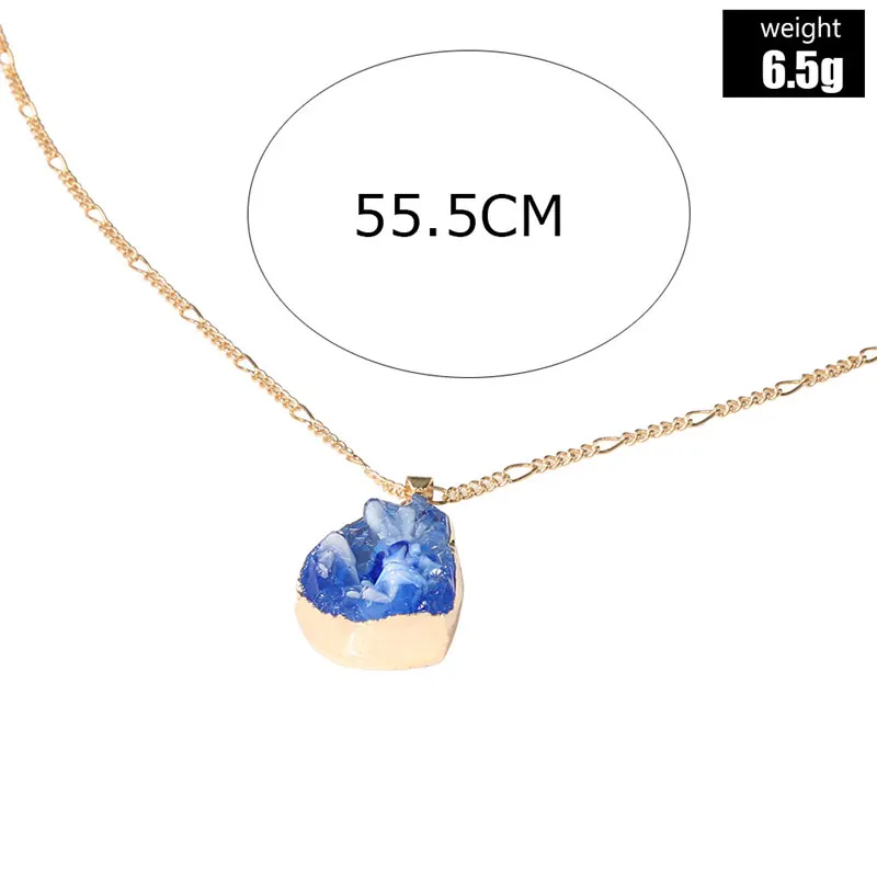 6 Цвета нерегулярные драгоценный камень Золотая цепь с кристаллом длинное