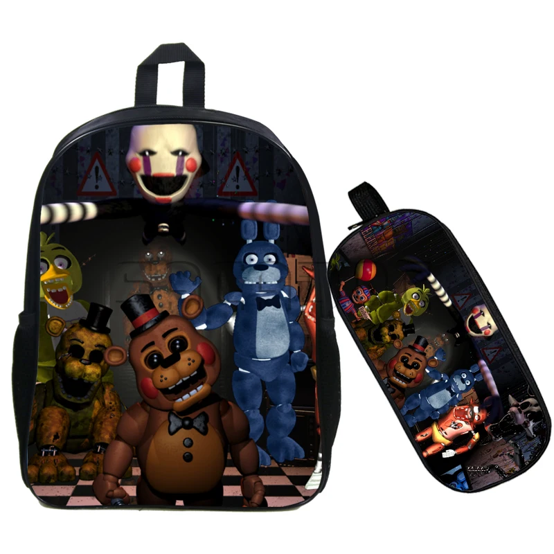 Модные школьные рюкзаки Five Nights At Freddy, 16 дюймов, сумка Mochila для мальчиков и девочек, детский рюкзак с пеналом, комплект из 2 предметов - Цвет: 11