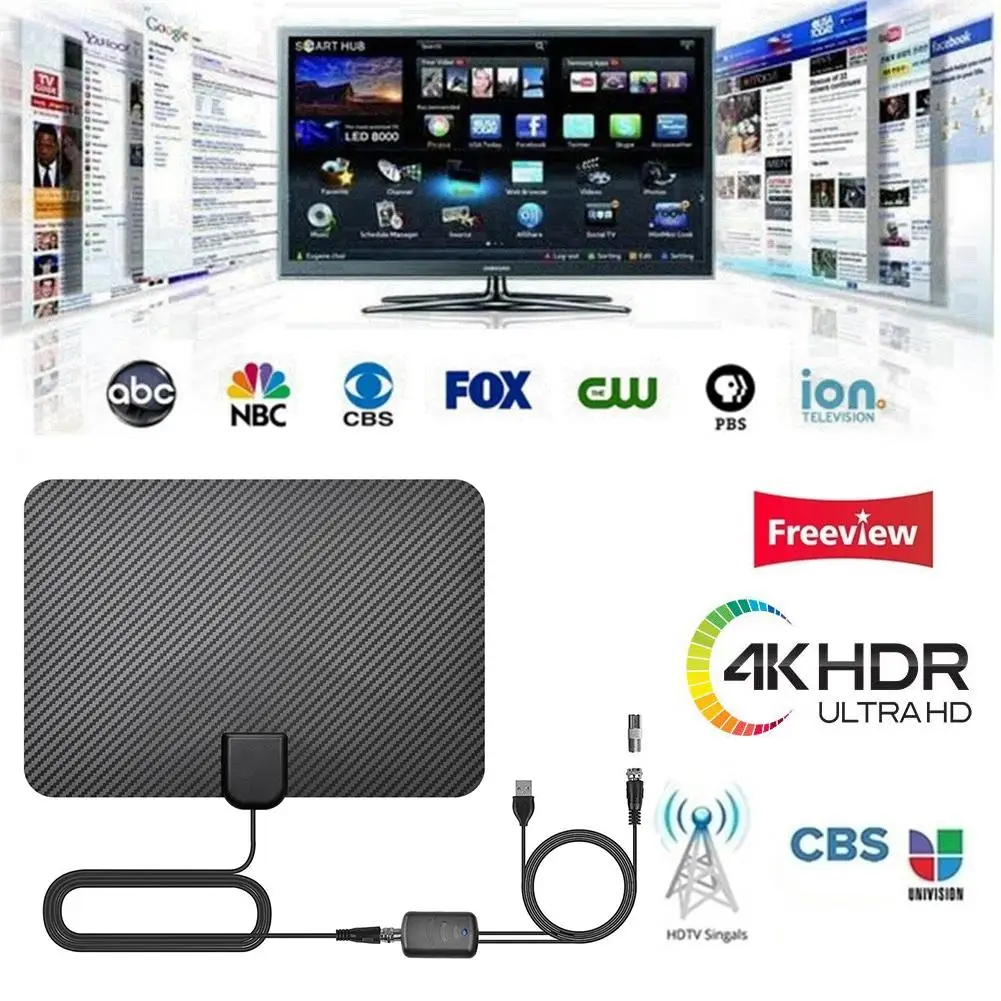 

1080P 4K Digital HDTV Aerial Indoor Amplified Antenna 1280 Miles Range for Life Local Channels Broadcast