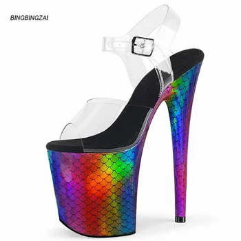 

BBZAI New pattern Superior quality Super high heel ladies shoes 20CM sexy Thin Heels Nightclub Sandals Waterproof 10CM 34-45 46