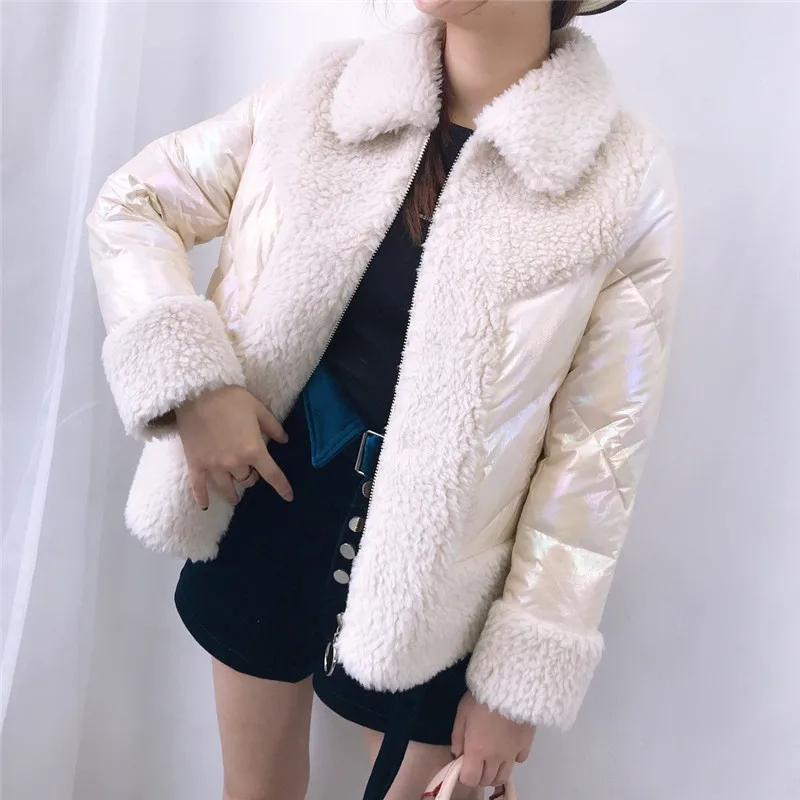 Abrigos mujer invierno натуральное пальто с мехом ягненка женская короткая зимняя куртка на утином пуху