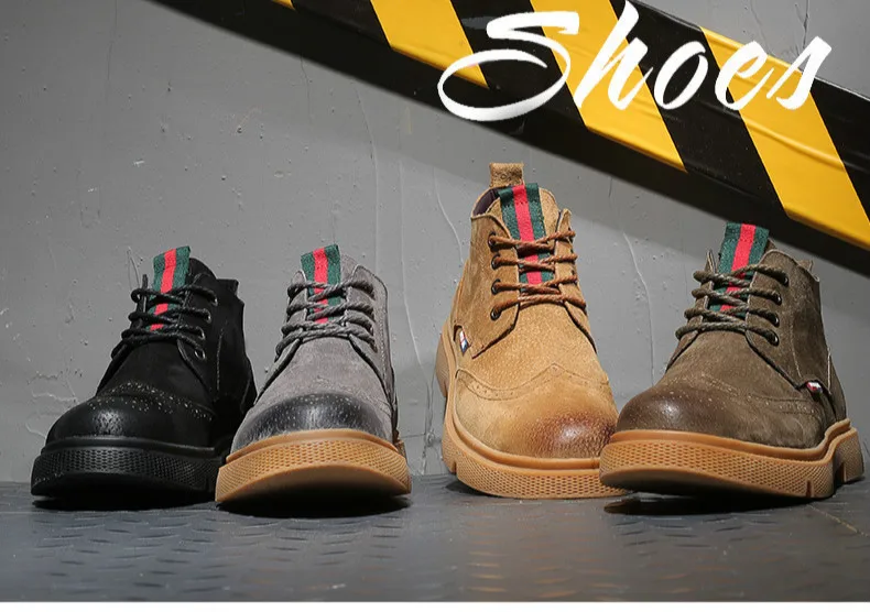 Autumn Winter Men's Work Boots Leather Casual Shoes Fashion Men Leather Ankle Short Boots Luxury Brand Men Bullock Boots 2a
