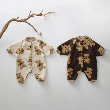 Monos de invierno para bebé, monos de terciopelo de cordero cálido, monos de una pieza para niños