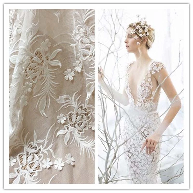 Ombre 3D маленькие цветы Лазерная шелковая шифоновая вышивка кружевная ткань для свадебного платья Африканский Базен riche getzner tissu telas tela