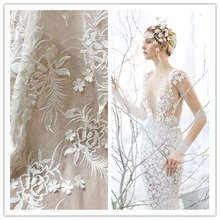 Ombre 3D маленькие цветы Лазерная шелковая шифоновая вышивка кружевная ткань для свадебного платья Африканский Базен riche getzner tissu telas tela