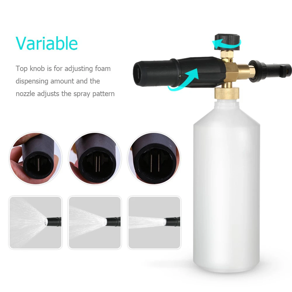 

Professional Car Wash Watering Can 1L with HDPE and Brass Soap Foam Pressure Washer Adjust Spray Cone Bottle Mouth Automobile