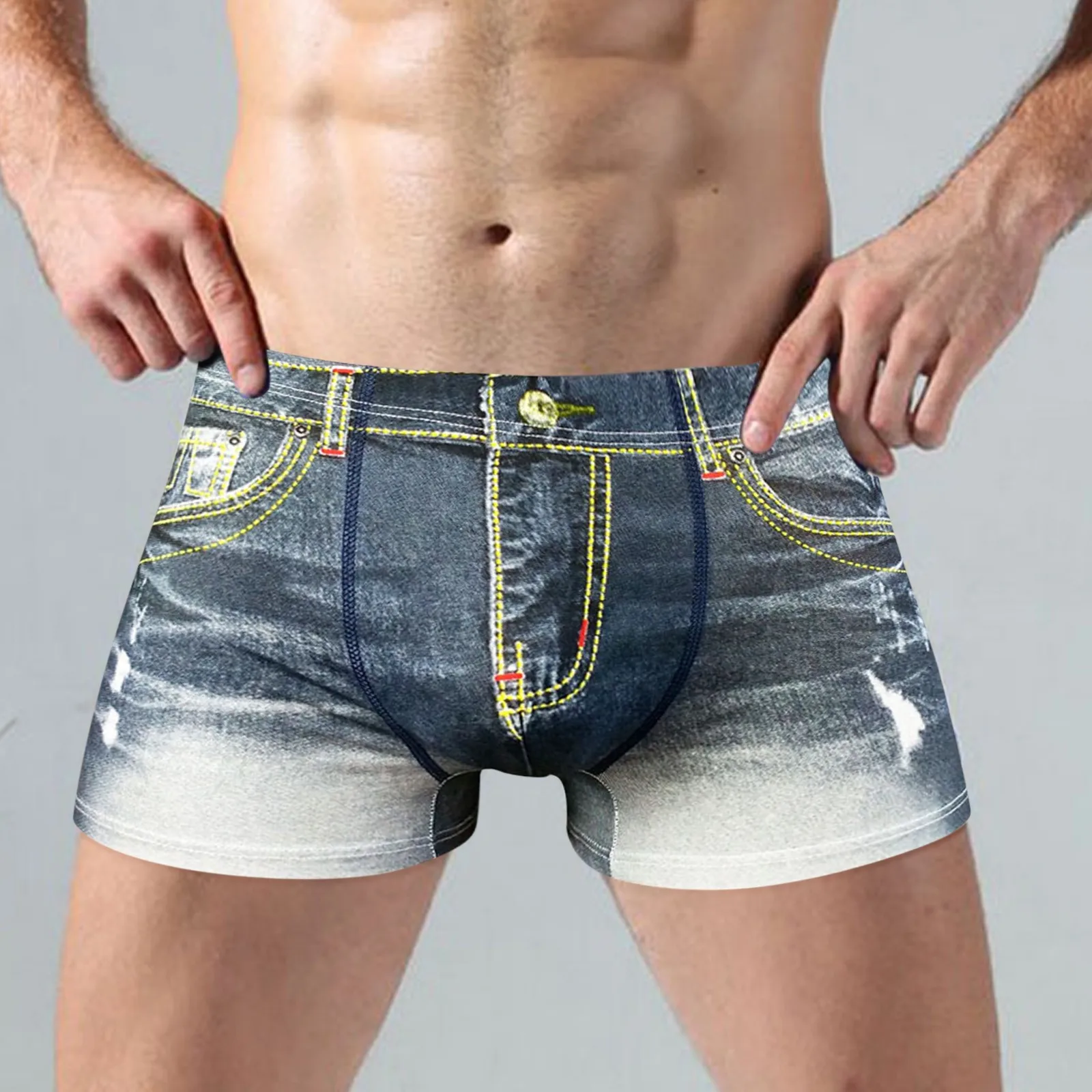 New Fashion Brand Men Denim Underwear 3d Sexy Boxers Jeans Shorts