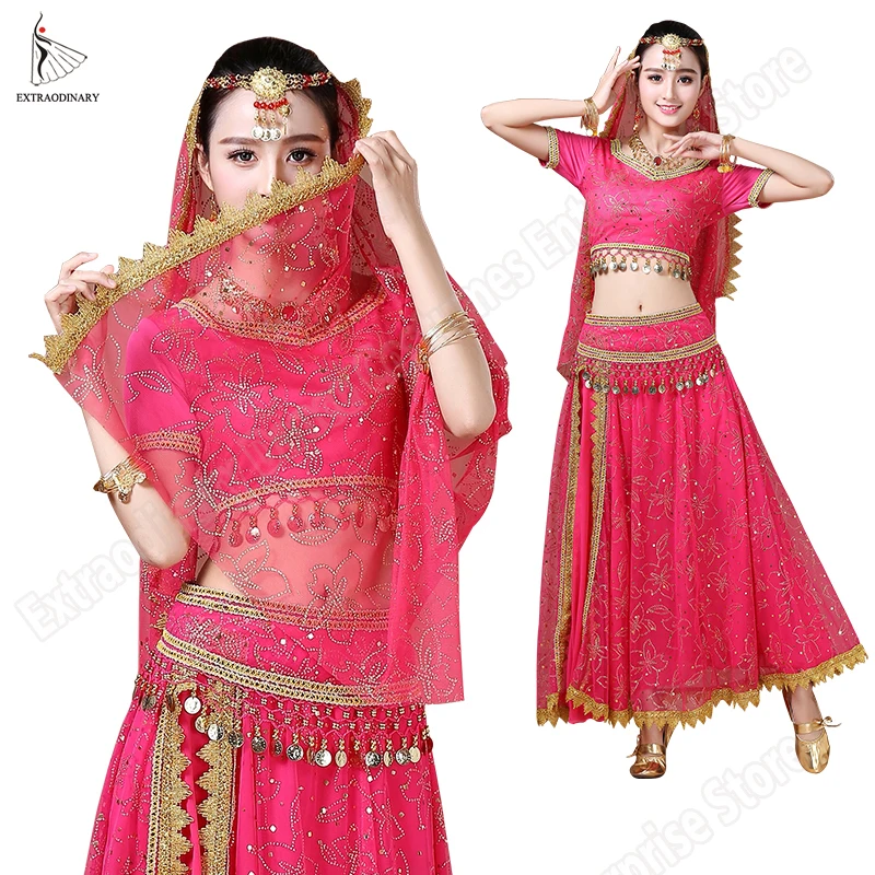 5 шт. Женский шифоновый костюм с юбкой и поясом|dance costumes for women|indian belly dance costumebelly |