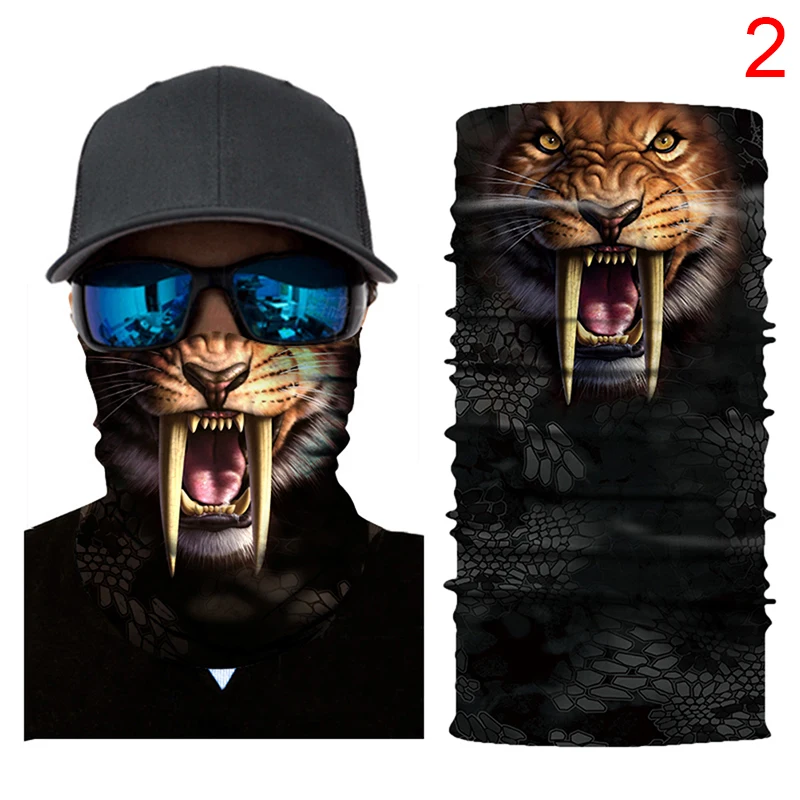3D Seamless Bandana Animal Monkey Shark Neck Warmer Tube Shield Gaiter Scarf Face Mask Headband Snowboard Bicycle Headwear - Color: P2