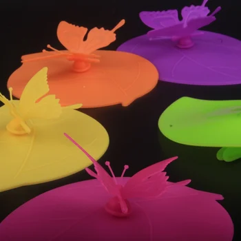 

Butterfly Mug Cover Anti-dust Airtight Seal Drink Cup Lids Flexible Silicone Cup Lid In Bright Colors