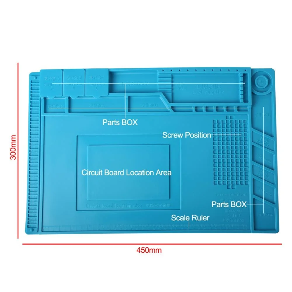 

Newest S-180 55*35 CM BGA Heat Insulation Silicone Soldering Pad Repair Maintenance Platform Desk Mat with Magnetic Section