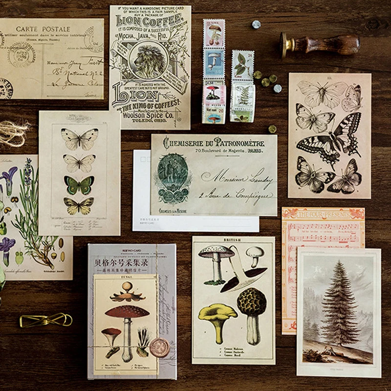 30 pcs/set Retro Ancient Forest Animals Plants Specimen Postcard Vintage Creative Writing Greeting Postcards Gifts Stationery