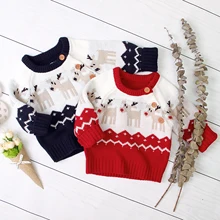 Christmas Baby Boys Girls Sweaters Winter Knitted Infant Baby Clothes Elk Deer Pattern Kids New Year's Costume Sweater