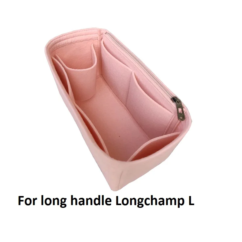 SIDE-ZIP PINK L Для Longchamp Большой Средний шоппер мешок формирователь кошелек Органайзер пеленки шоппинг внутренняя сумка кошелек вставка - Цвет: SIDE-ZIP PINK L