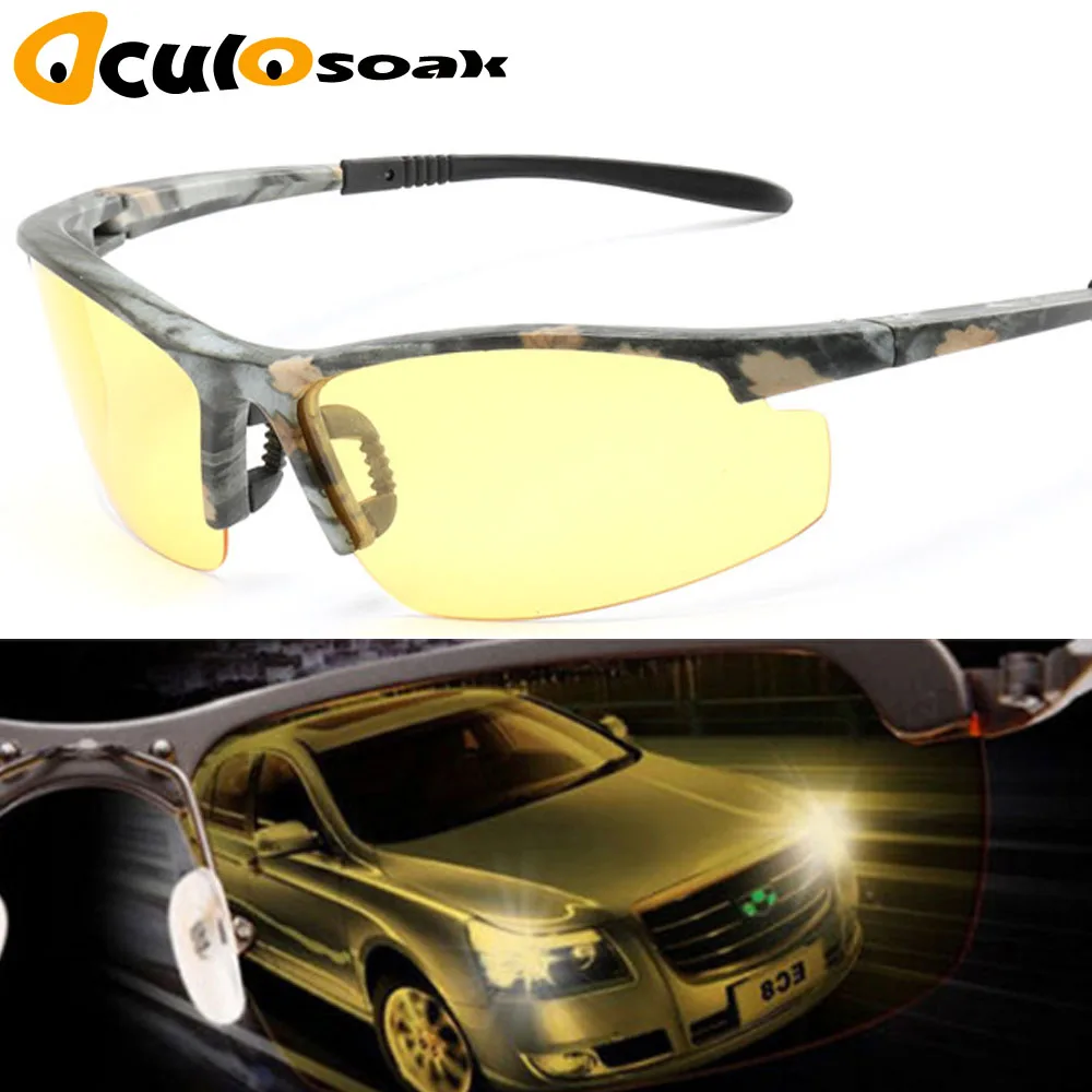 

New Night Vision Sunglasses Fashion Men HD Polarized Driving Glasses Rimeless Yellow Lens Goggles Gafas 1041