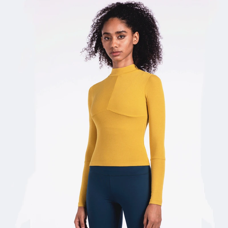 Ребристый Топ для тренировок Женская компрессионная футболка тренажерного зала