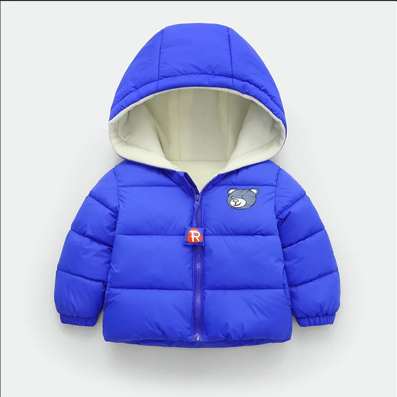 Boys Coat Winter Jacket Thick Velvet For Girls Boys Unisex Warm Coat Kids Children's Hooded Solid Cotton Padded Clothes