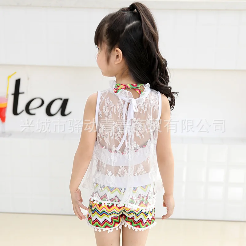 

Korean-style CHILDREN'S Swimwear GIRL'S Baby Large Children Beach Sun-resistant Cute Boxer Split Type Three-piece Set Swimwear