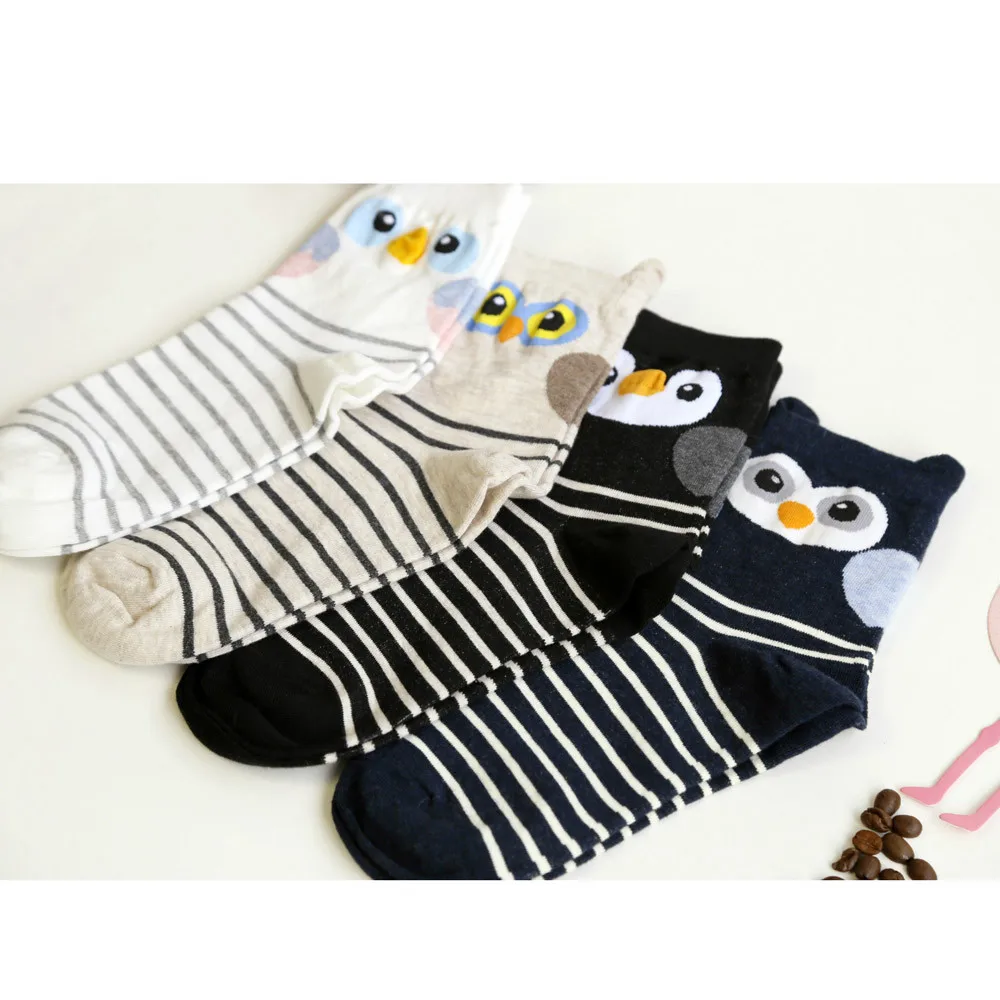 Милые носки с героями мультфильмов Kawai, женские стереофонические носки с изображением совы, модные трендовые хлопковые повседневные высококачественные женские носки для сна