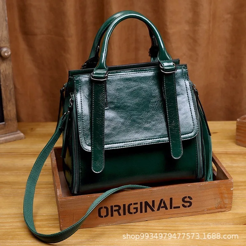 

Leather handbag processing custom retro portable messenger bag fashion ladies shoulder diagonal bag