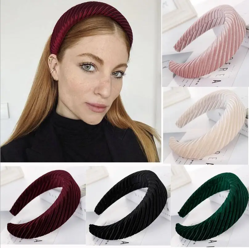 

2019 Handmade Nylon Hairband Headband for Women Fashion Simple Striped Loose Hair Band Pattern Print Hair Accessories