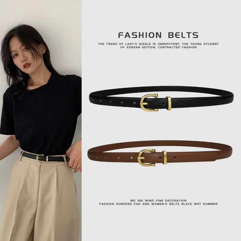 Women's Thin PU Leather Belt