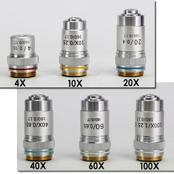 4X 10X 20X 40X 60X 100X 195 Microscope Objective Lens Achromatic Objective Laboratory Biological Microscope parts