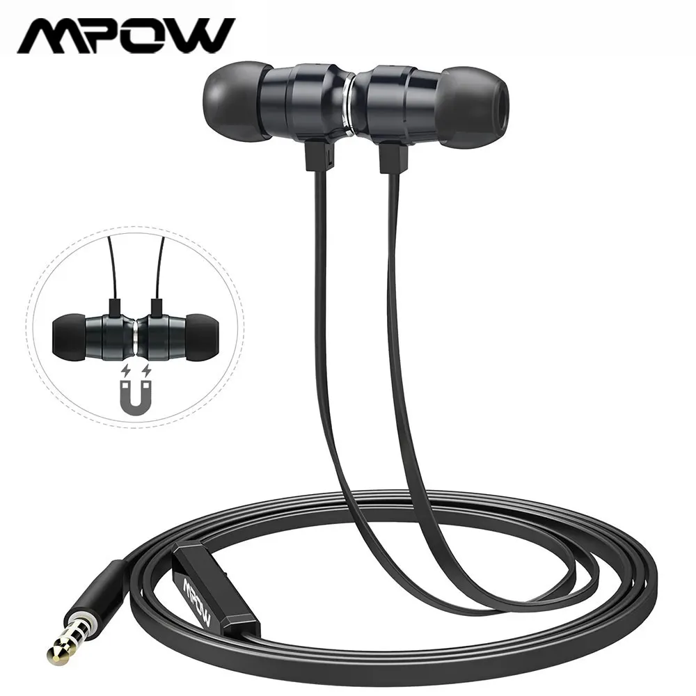 Mpow In ear Earphones Wired Earphones with Magnetic Connection with Mic and Inline Control Stereo Earbuds for iPhone X Android
