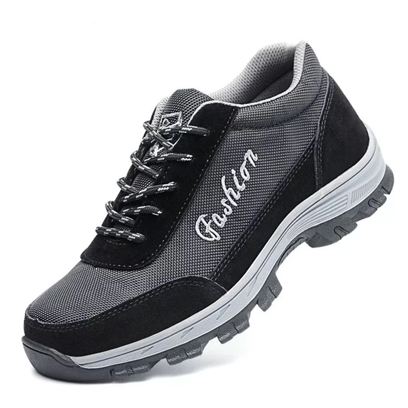 

new arrival mens casual breathable steel toe covers working safety shoes anti-puncture platform security boots protect footwear
