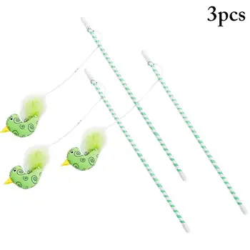 

3PCS Pet Cat Teaser Toys Cat Teaser Wand Creative Bird Faux Feather Cat Wand Cat Catcher Teaser StickKitten Interactive Toy
