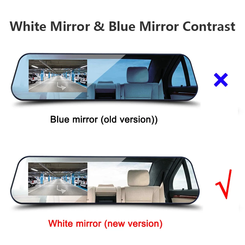 Автомобильный видеорегистратор Двойной объектив автомобиля Камера белый регистрирующее устройство на зеркале заднего вида с камерой заднего вида Камера видео регистратор для автомобиля Dvr Dash Cam