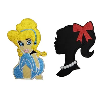 

10pcs/lot Girl Embroidery Patches Backpack Butterfly Black Clothing Decoration Accessory Diy Iron Heat Transfer Applique Decals