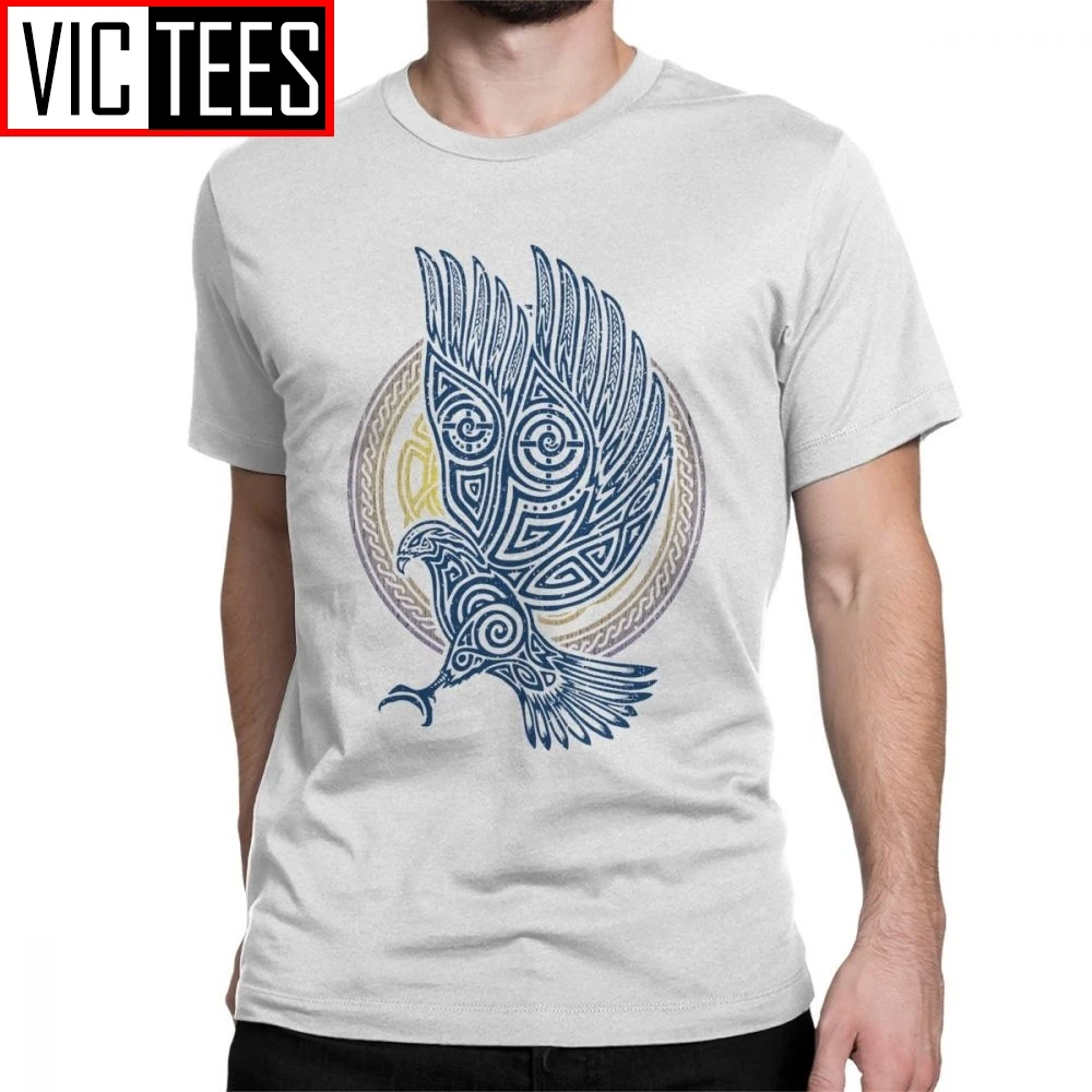 

Viking The Eagle Knight Valhalla Popular T Shirt for Men Short Sleeves Tops Tees Shirt Pure Cotton Round Neck T-Shirts