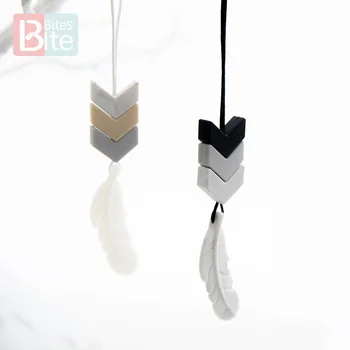 

1pc Baby Teether Silicone Feather Beads Nursing Necklace Food Grade Silicone Teething Pendant Rodent Children's Goods Nurse Gift