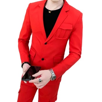 

Korean Version of The Slim Suit Spring and Autumn Men's Embroidery Handsome Casual Long-sleeved Suit Slim Fit Suit Men