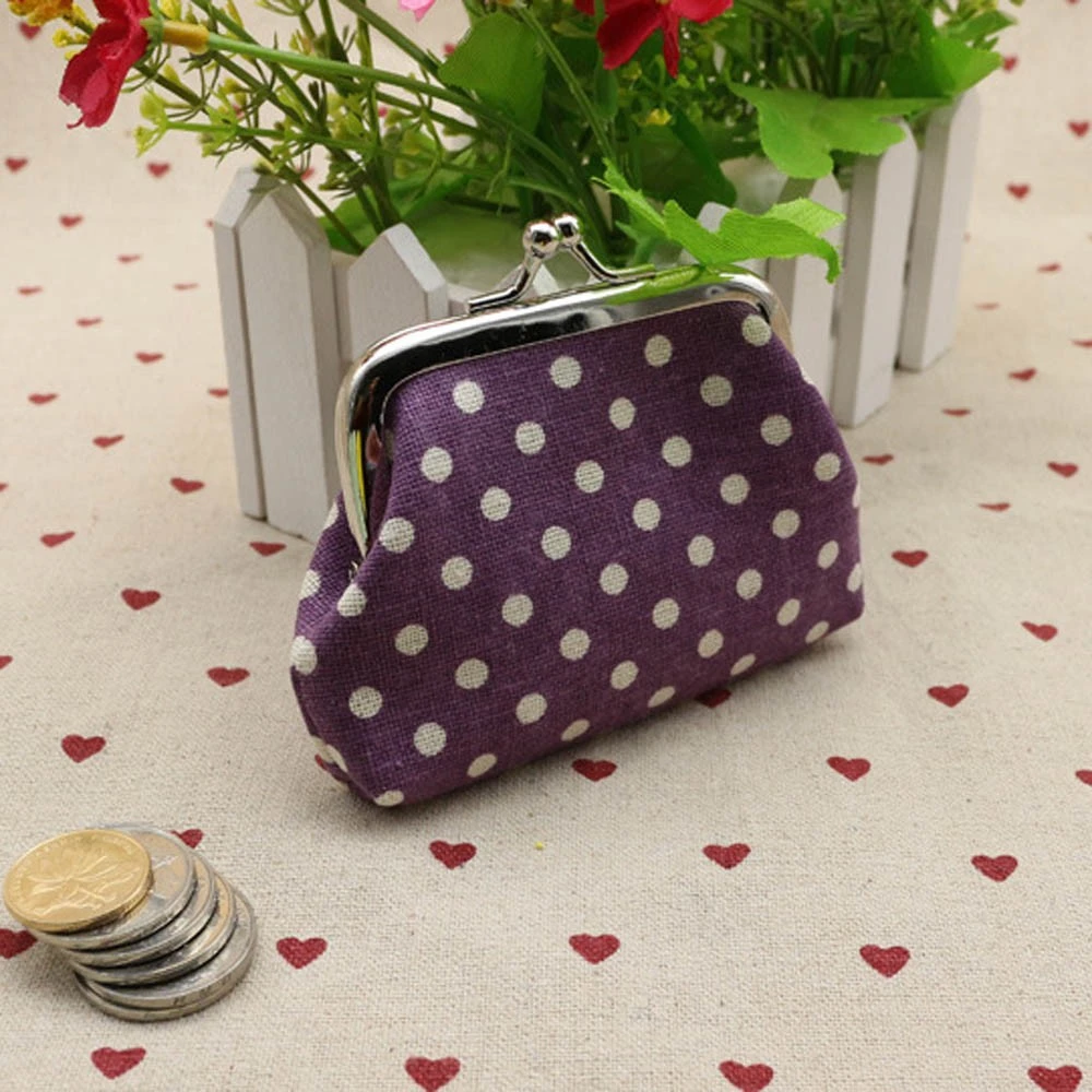 New Women Coin Purse Linen Dot Hasp Small Wallet Pouch Key Card Holder Clutch Handbag Dropshipping Wholesale Cheap Price 814