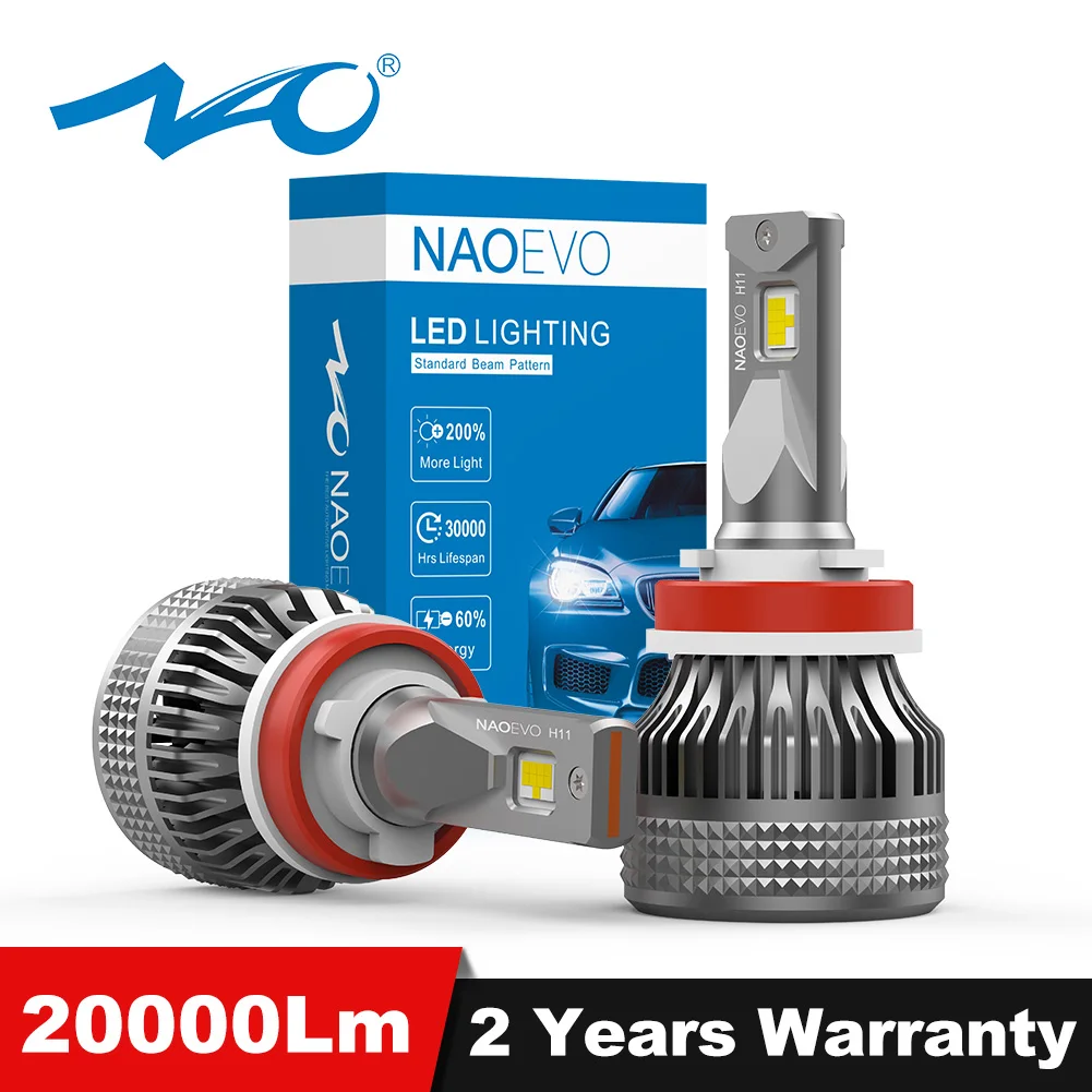 Светодиодные лампы NAO H4 20000Lm H7 H11 H1 HB4 9006 HB3 9005 Автомобильные фары H8 H9 H13 CANBUS 9008 H10 9007