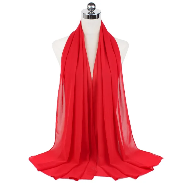 High Quality Good Stitching Stitch Plain Premium Heavy Chiffon Hijab Scarf Malaysian Women's Scarves Hijabs Long Shawl Shawls 2