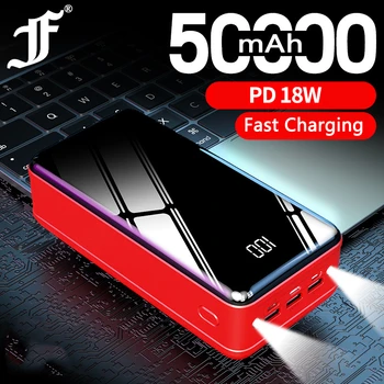 

Power Bank 50000mAh Powerbank with Flashlight Fast Portable Charger 3 USB Type C Poverbank For iPhone 11 Samsung S20 S10 Xiaomi