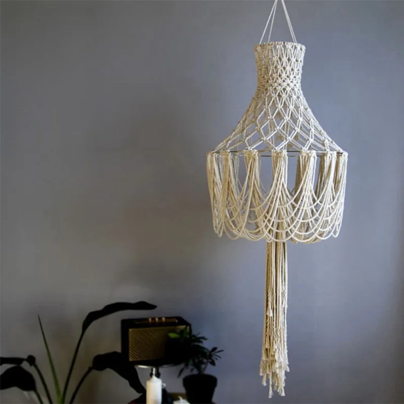 

Modern Bohemian Chandelier White Metal Tassel Pendant Light Hand-woven For Art Restaurant Home Decoration Chandelier PA0602