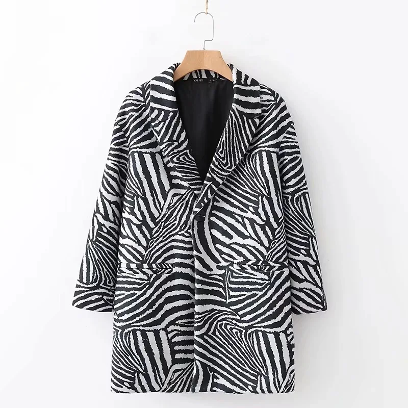 AliExpress EBay,, осень, стиль, Европа и Америка, женское платье, Зебра-полоска, шерстяная куртка, модная версия